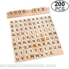 TMO 200 Scrabble Tiles Wooden Scrabble Block Set Scrabble Letters Wood Scrabble Tiles Alphabet Toy Tile Games 1 Tiles Rack Crafts Pendants B078KKHYB1